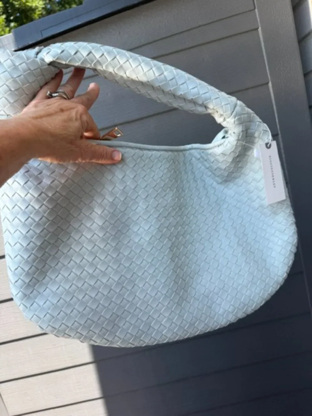 Melie Bianco Woven Hobo Shoulder Bag in Ocean Blue